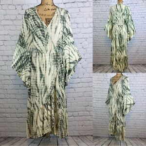 Band of Gypsies Crinkly Tie Dyed Ruffled Bell Sleeve Maxi